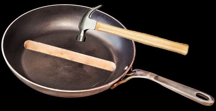 Fix a pan with hammer
