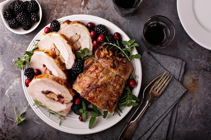 How long to cook stuffed pork roast per pound?