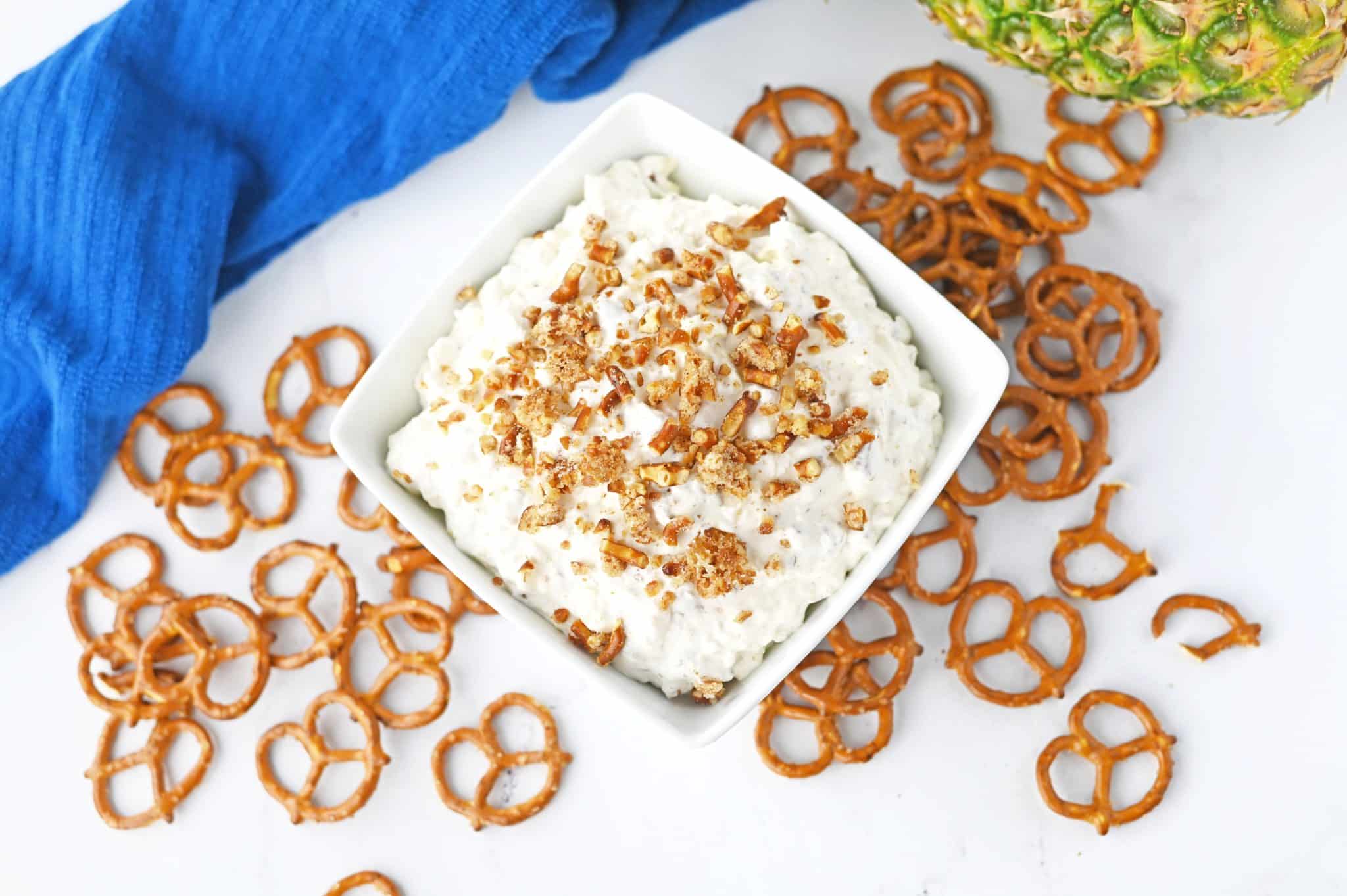 Easy To Make Pineapple Pretzel Fluff Dip Oh She Cooks Recipes